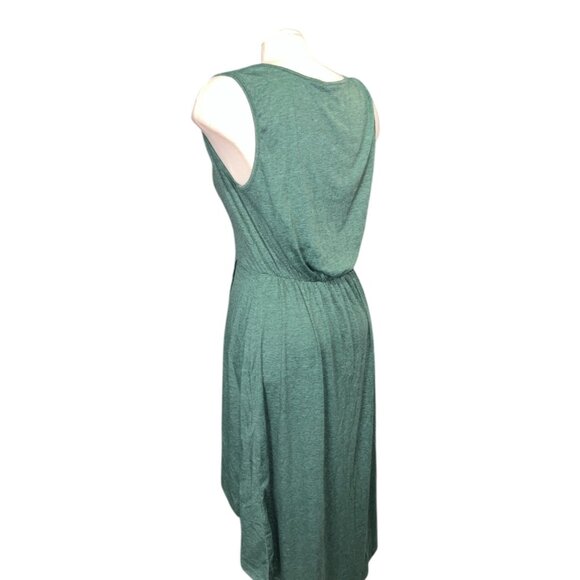 Halara Deep V Neck Sleeveless High Low Crossover Hem Midi Casual Dress Sz Large - Picture 7 of 14